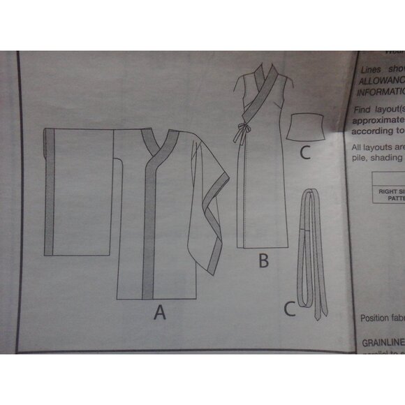 Butterick B6267 pattern lady's kimono oriental dress obi UNCUT size 6 to 14 EASY - Picture 4 of 6